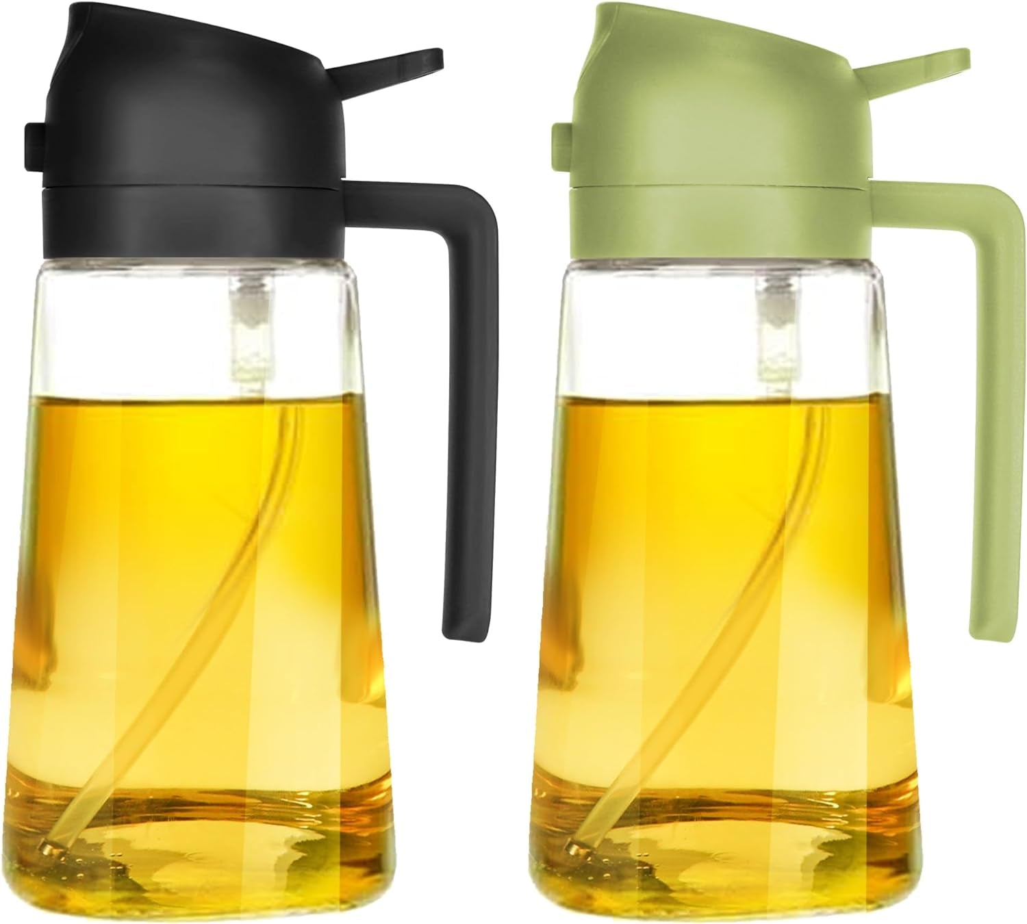16 Oz Oil Dispenser Bottle for Kitchen - 2 in 1 Olive Oil Dispenser and Oil Sprayer - 470Ml Olive Oil Bottle