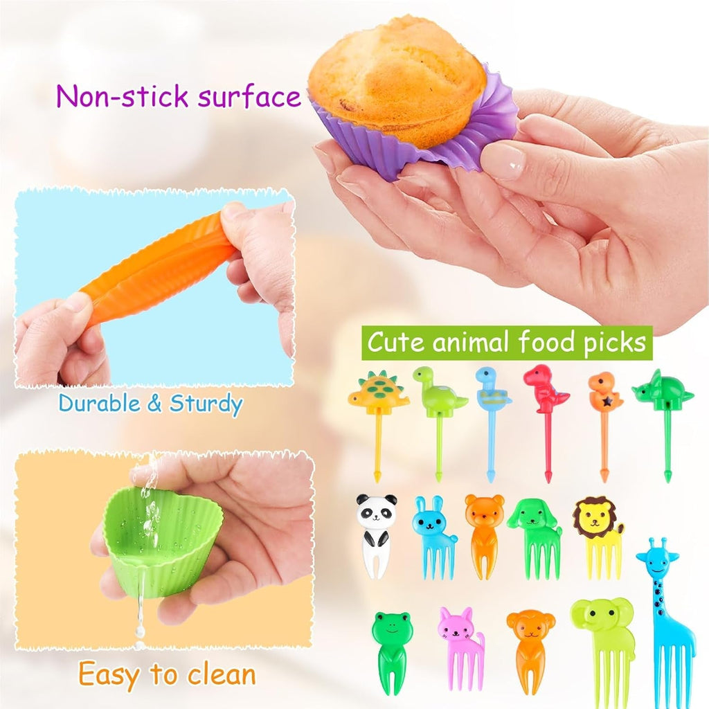 100 Pcs Silicone Lunch Box Dividers for Kids Lunch Accessories Set