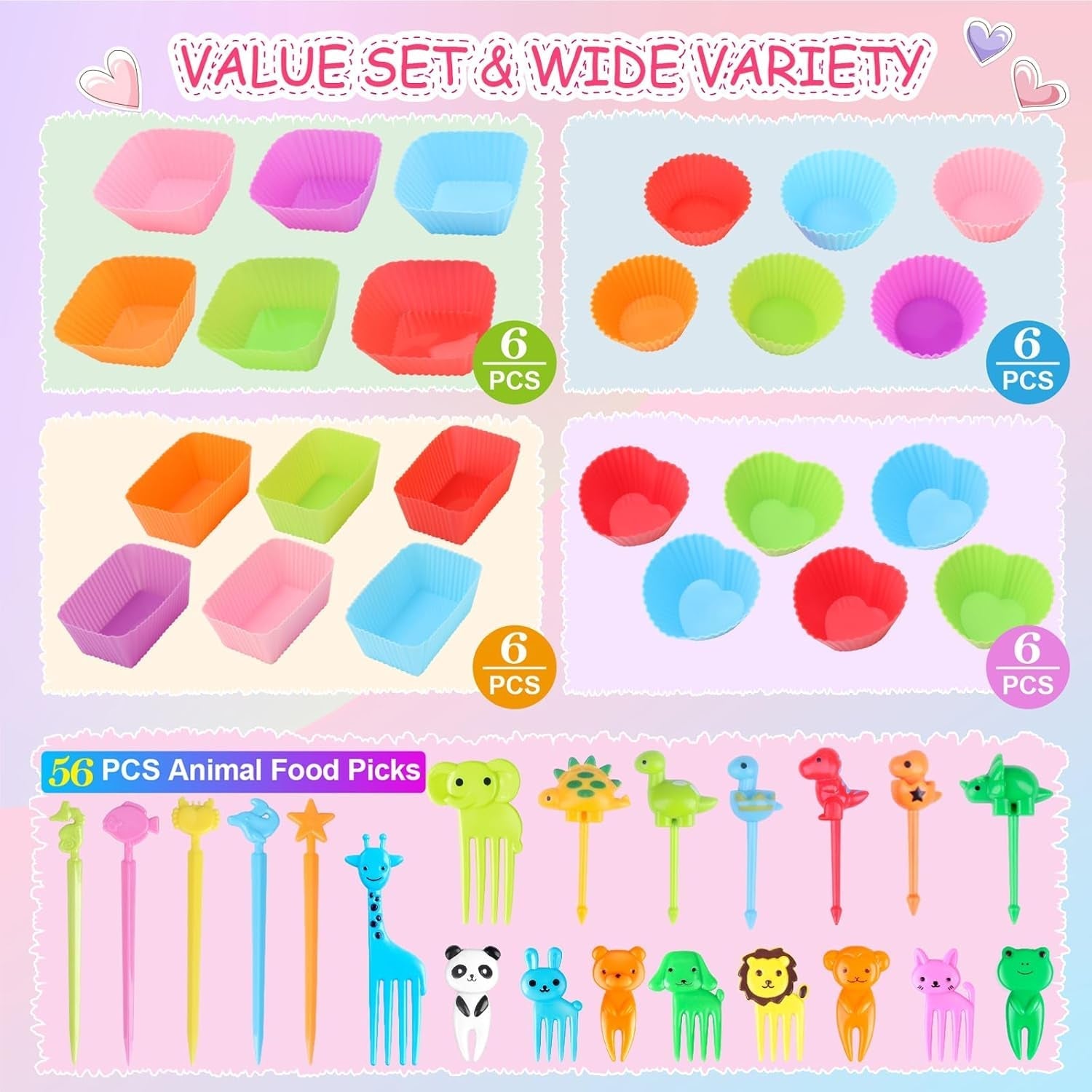 100 Pcs Silicone Lunch Box Dividers for Kids Lunch Accessories Set