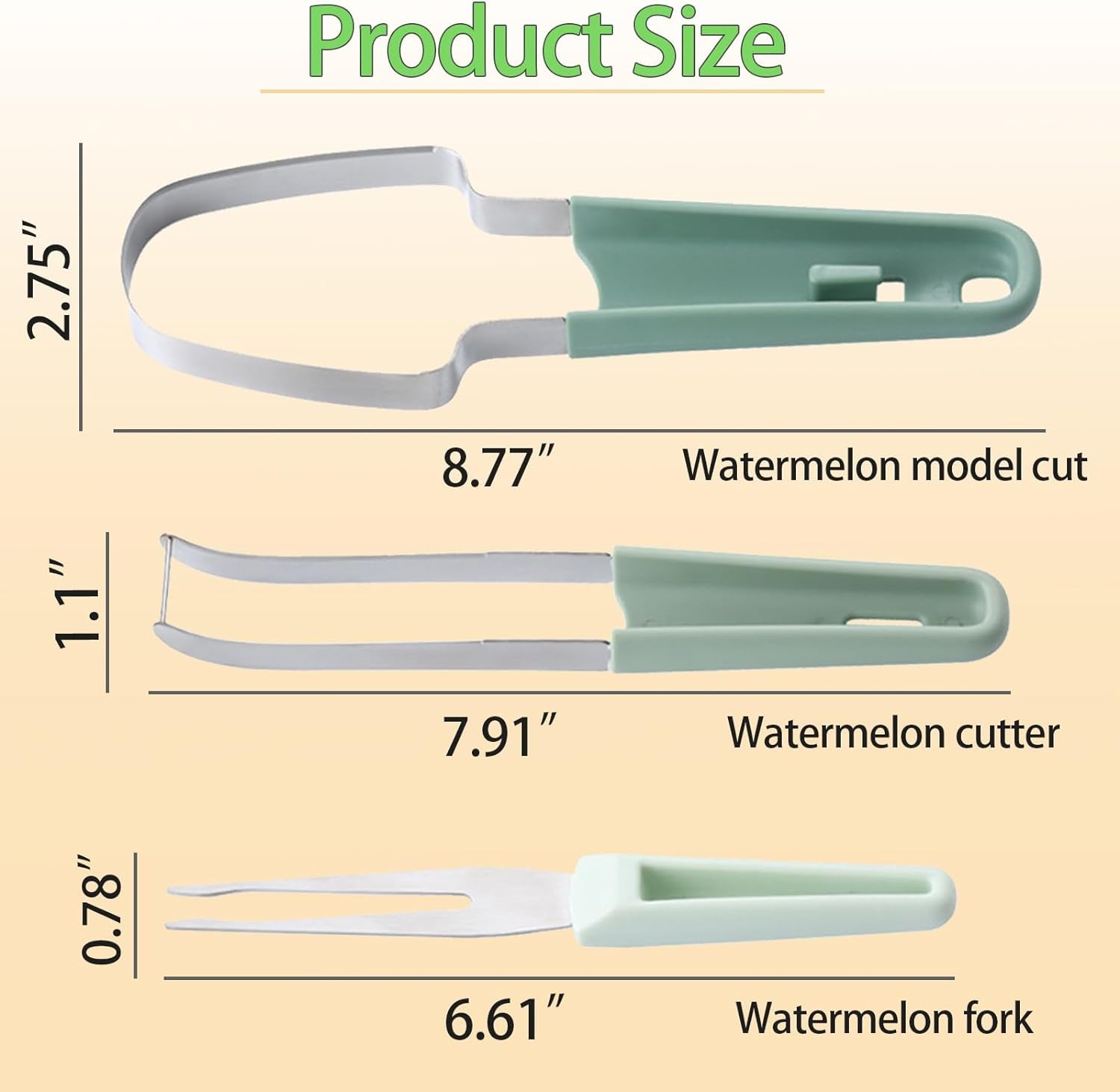 3-In-1 Stainless Steel Watermelon Fork, Slicer And Cutter