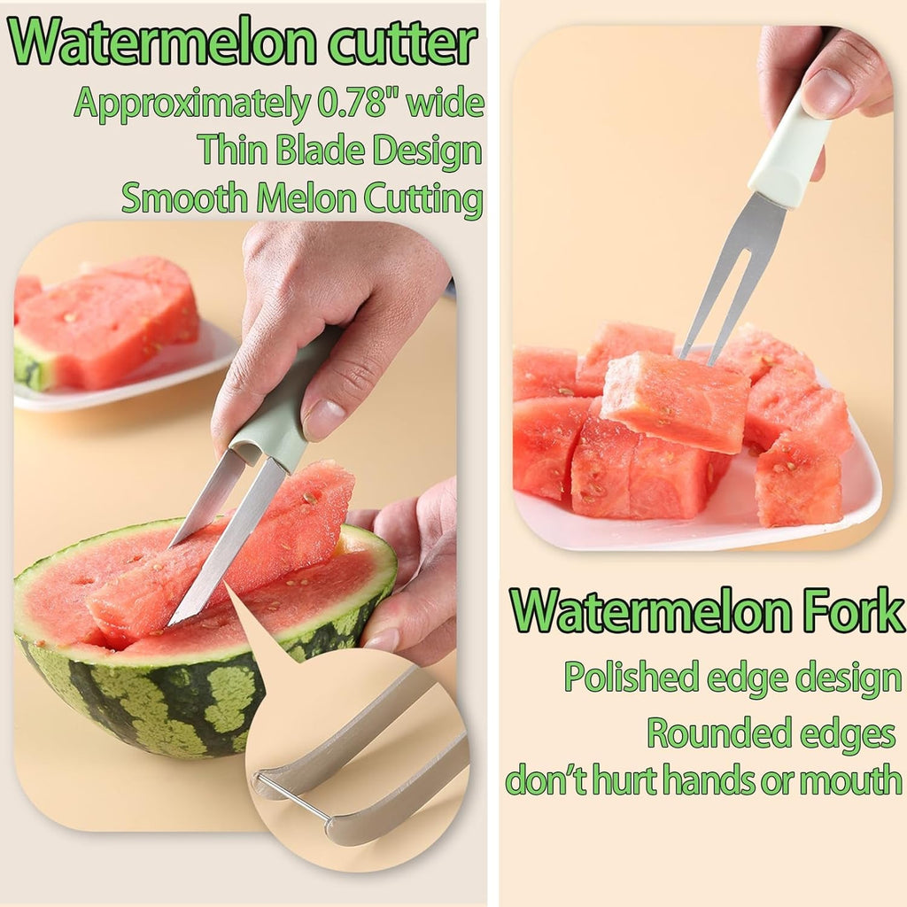 3-In-1 Stainless Steel Watermelon Fork, Slicer And Cutter