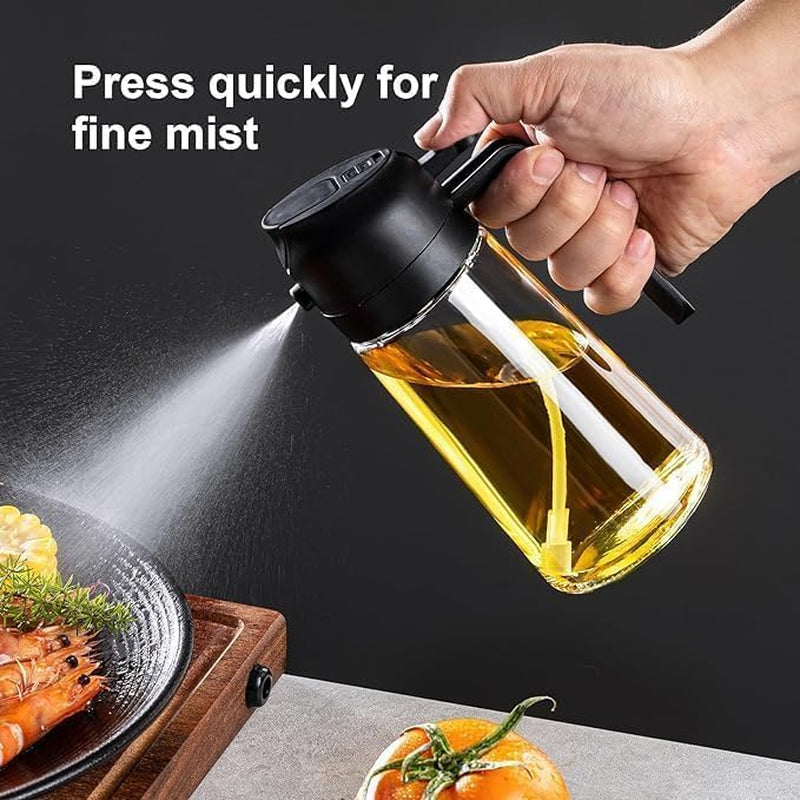 16 Oz Oil Dispenser Bottle for Kitchen - 2 in 1 Olive Oil Dispenser and Oil Sprayer - 470Ml Olive Oil Bottle